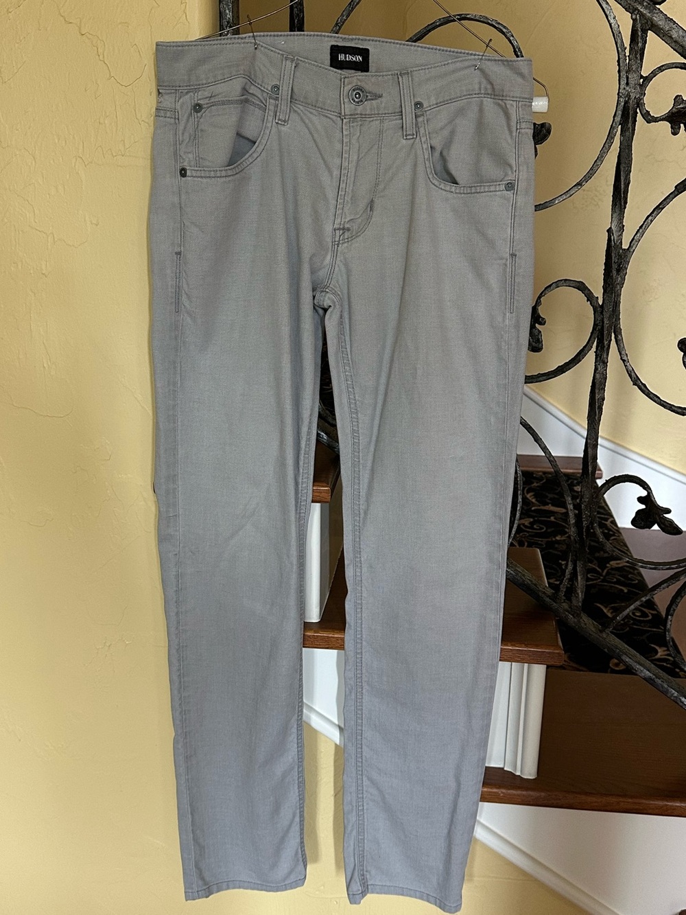 Hudson Slim Straight Jeans in Light Gray